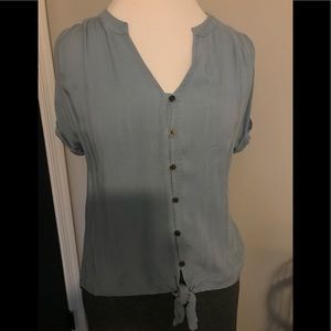 Light Blue SZ L Tie Front Blouse Universal Threads
